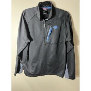 The North Face 1/4 Zip  Mens Jacket Size XL Black Blue Zipper Pullover Logo